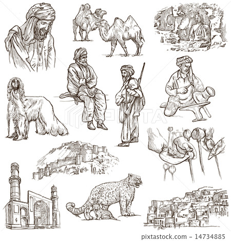 Afghanistan - An hand drawn pack on white 14734885