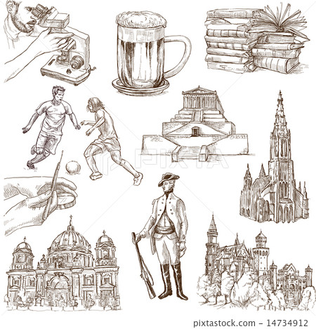 Germany travel - An hand drawn pack on white 14734912