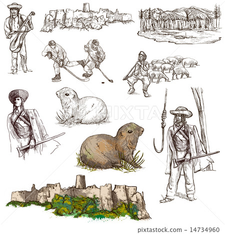 Travel Slovakia - An hand drawn pack on white 14734960