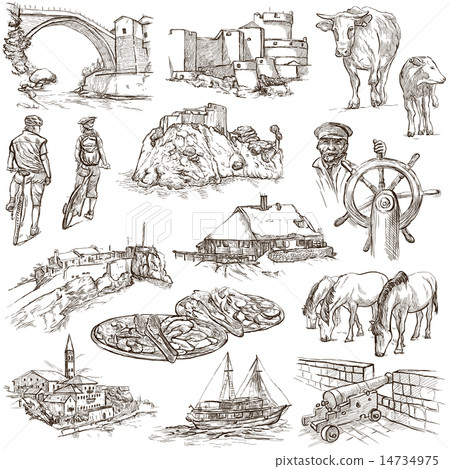 YUGOSLAVIA - An hand drawn pack on white 14734975