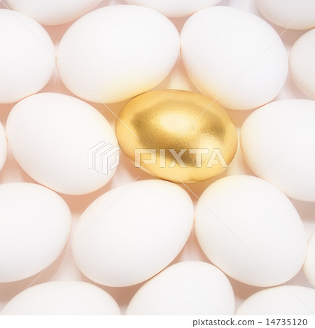 gold Easter egg between many white eggs gold Easter egg between many white eggs 14735120