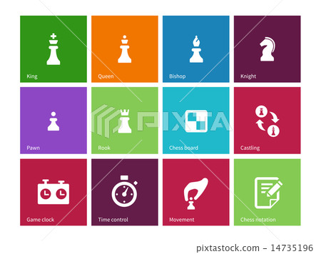 Playing chess icons on color background. Playing chess icons on color background. 14735196