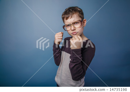 boy teenager European appearance in sunglasses in brown hair jac 14735198