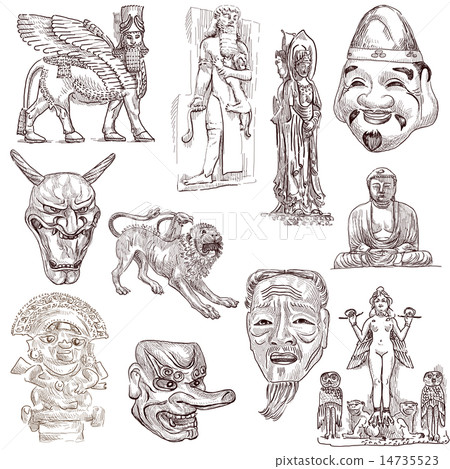 Native and Old Art - Hand drawings on white Native and Old Art - Hand drawings on white 14735523