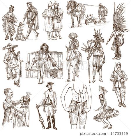 People - Hand drawings on white 14735539