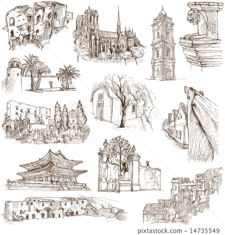 Architecture - Hand drawings on white Architecture - Hand drawings on white 14735549