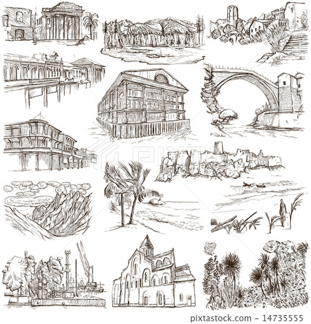 Architecture - Hand drawings on white 14735555