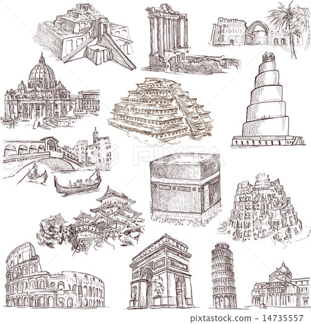 Architecture - Hand drawings on white 14735557