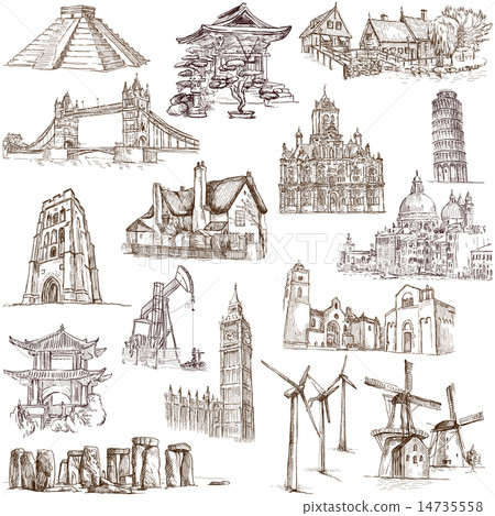 Architecture - Hand drawings on white 14735558