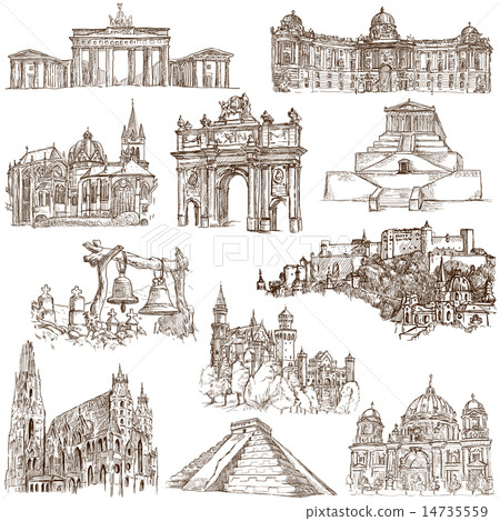 Architecture - Hand drawings on white 14735559