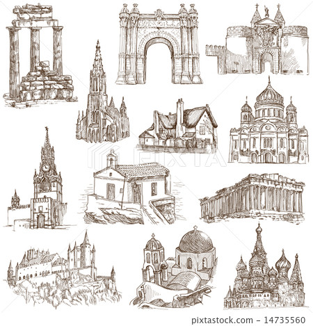 Architecture - Hand drawings on white 14735560