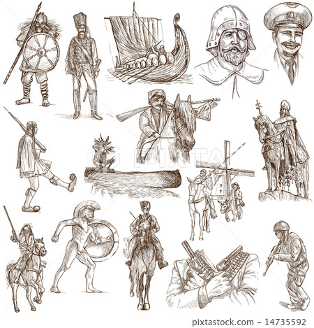 Warriors - Hand drawings on white 14735592