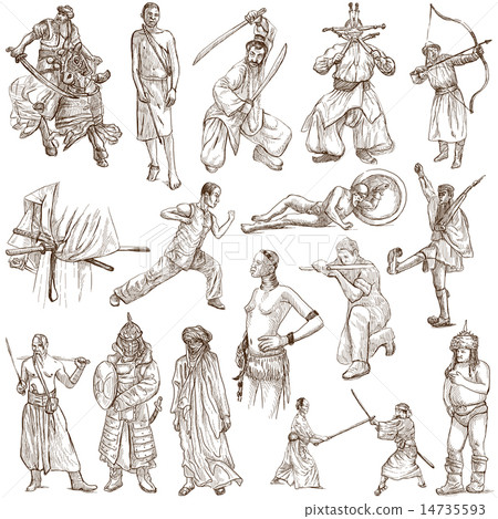 Warriors - Hand drawings on white 14735593