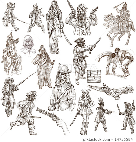 Warriors - Hand drawings on white 14735594