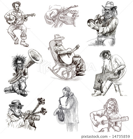 Music and Musicians - Hand drawn white pack 14735859