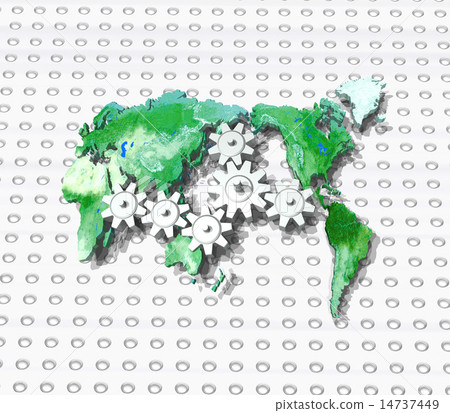 World map / interlocking of gears in the Pacific World map / interlocking of gears in the Pacific 14737449