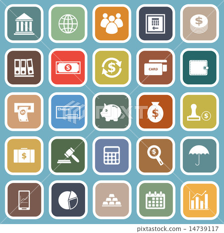 Banking flat icons on blue background 14739117
