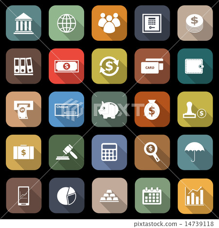Banking flat icons with long shadow 14739118