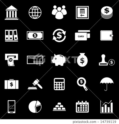 Banking icons on black background 14739119