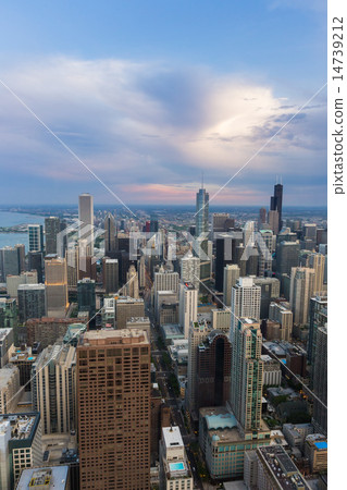 Chicago downtown skyline at sunset 14739212