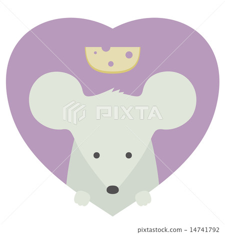Animal set. Portrait of a mouse in love in flat graphics Animal set. Portrait of a mouse in love in flat graphics 14741792