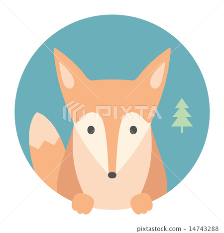 Animal set. Portrait in flat graphics - Fox 14743288
