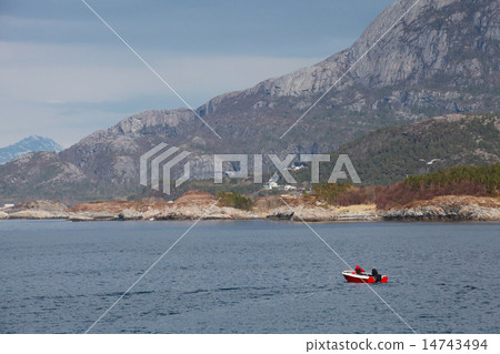 Coastal Norwegian landscape with Mountains 14743494
