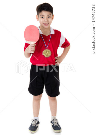 Portrait of Happy asian boy play table tennis 14743738