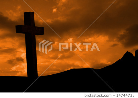 Composite image of wooden cross 14744733