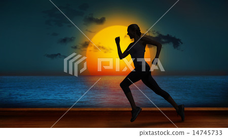 Composite image of pretty fit blonde jogging 14745733