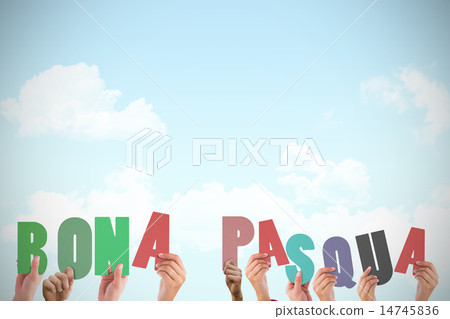 Composite image of hands holding up bona pasqua Composite image of hands holding up bona pasqua 14745836