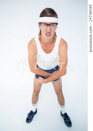 Geeky hipster posing in sportswear 14746095
