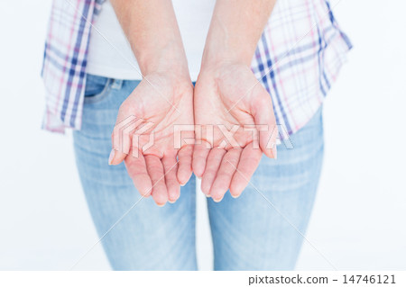 Hipster showing her hands Hipster showing her hands 14746121