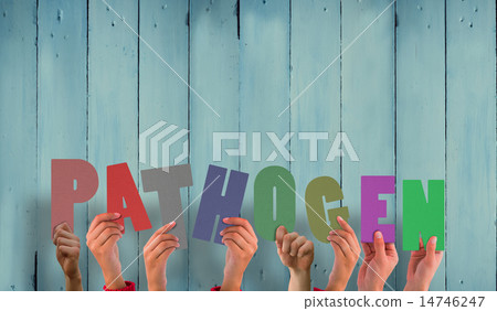 Composite image of hands holding up pathogen 14746247