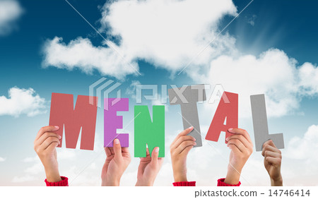 Composite image of hands holding up mental 14746414
