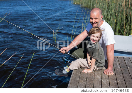 Happy man fishing with his son 14746488