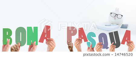 Composite image of hands holding up bona pasqua Composite image of hands holding up bona pasqua 14746520