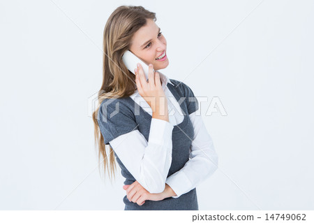 Happy blonde on the phone 14749062