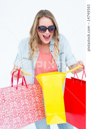 Woman holding some shopping bags 14749565