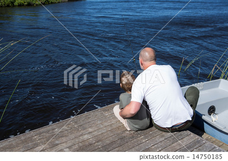 Happy man sitting with his son Happy man sitting with his son 14750185