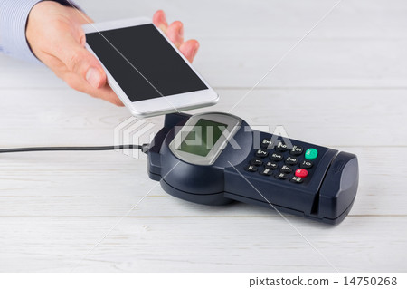 Man using smartphone to express pay Man using smartphone to express pay 14750268
