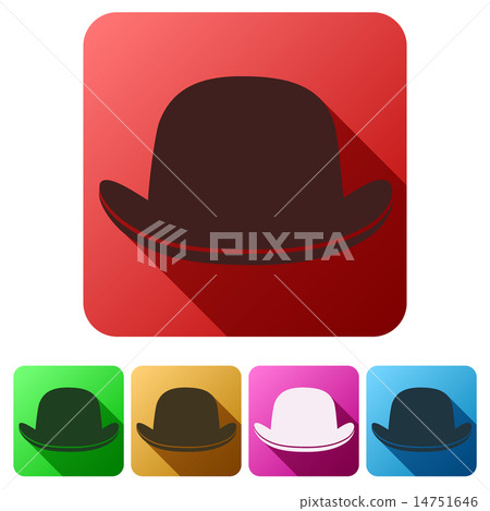 Set Flat icons of black gentleman bowler hat 14751646
