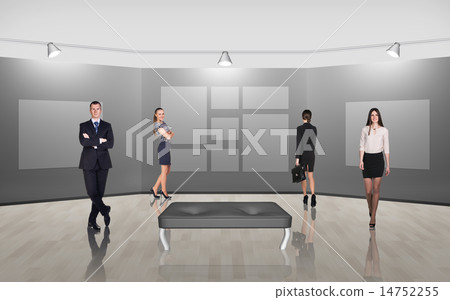 Business people walking on gallery art Business people walking on gallery art 14752255