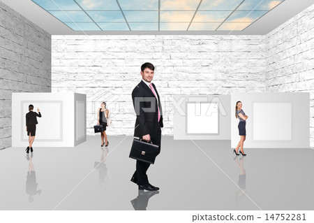 Business people walking on art gallery Business people walking on art gallery 14752281