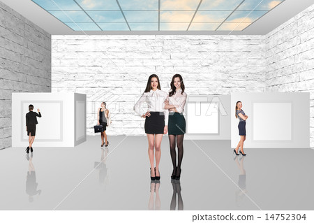 Business people walking on art gallery Business people walking on art gallery 14752304