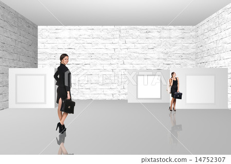 Business people walking on art gallery 14752307