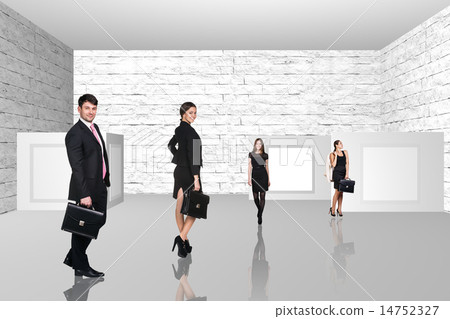 Business people walking on art gallery Business people walking on art gallery 14752327