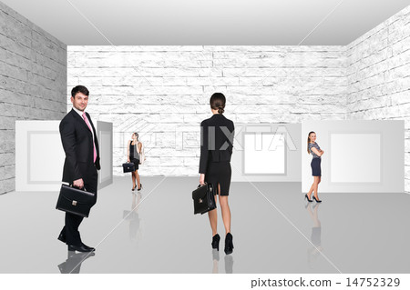 Business people walking on art gallery Business people walking on art gallery 14752329