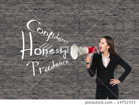 Young businesswoman with megaphone Young businesswoman with megaphone 14752355