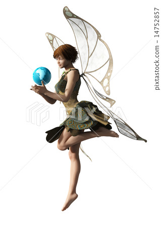 Cute fairy supporting the earth 3DCG illustration material Cute fairy supporting the earth 3DCG illustration material 14752857